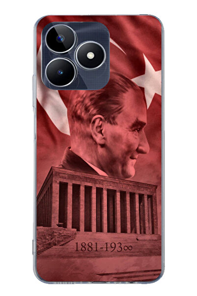 TechTree جراب سيليكون متوافق مع Realme C53 يحمل صورة أتاتورك وانيماتيك كابير مطبوع