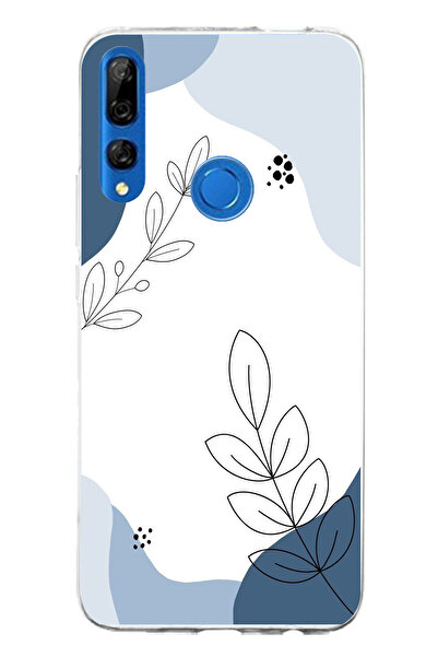 TechTree حافظة سيليكون متوافقة مع هاتف هواوي Y9 برايم (2019) بأشكال هادئة زرق...