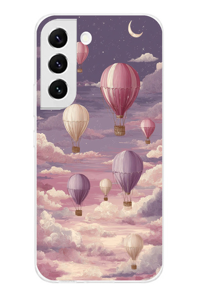 TechTree Samsung Galaxy S22 Compatible Purple Sky and Flying Balloon Printed Silicone Case