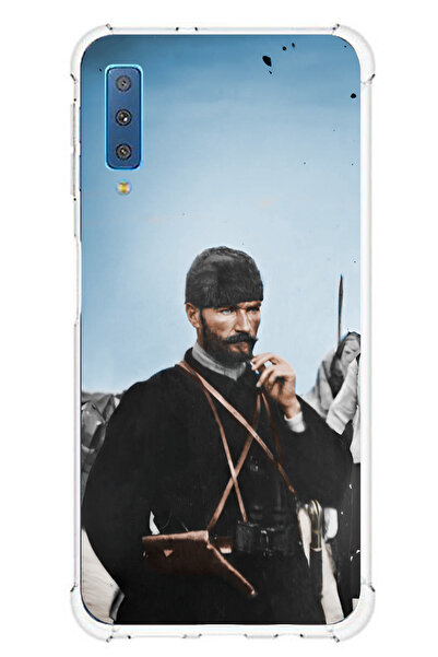 TechTree حافظة سيليكون متوافقة مع هاتف سامسونج جالاكسي A7 2018 من أتاتورك في فرونت مطبوع