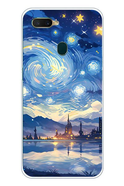 TechTree حافظة سيليكون متوافقة مع هاتف Oppo A5S-AX7-A12 بتصميم السماء المرصعة...