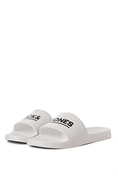 Jack & Jones Erkek Marka Logolu Rahat Tabanlı Şık Görünüşlü Günlük Ve Plaj Kullanımına Beyaz Terlik 12236477