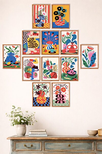 UNT Modern Soyut Duvar Tablosu Seti 12’li | 15x20 cm UV Baskı | Çerçeve Görün...