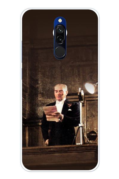 TechTree حافظة سيليكون متوافقة مع هاتف Redmi 8 من أتاتورك First Speech B مطبوع