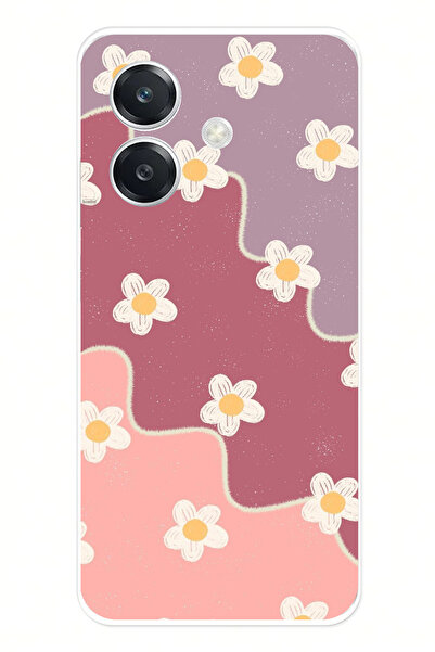 TechTree حافظة سيليكون متوافقة مع هاتف OPPO A3 بلون الورد المجفف والليلك المموج مطبوع