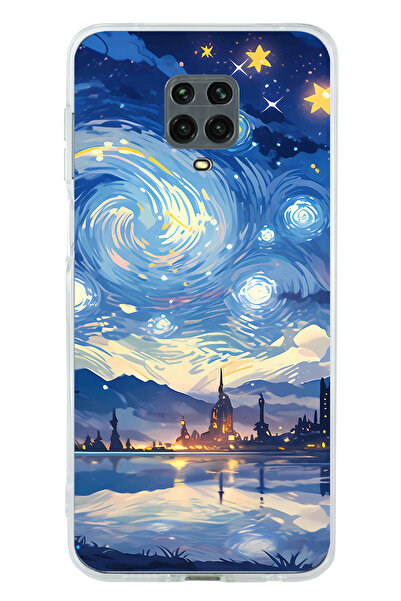 TechTree Redmi Note 9 Pro-9S Compatible Starry Sky and City Silhouette Printed Silicone Case