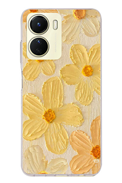 TechTree حافظة سيليكون متوافقة مع هاتف Vivo Y16 بلون أصفر ديزي مطبوع