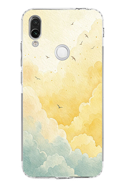 TechTree Redmi Note 7-7 Pro Compatible Yellow and Green Toned Clouds and Bird...