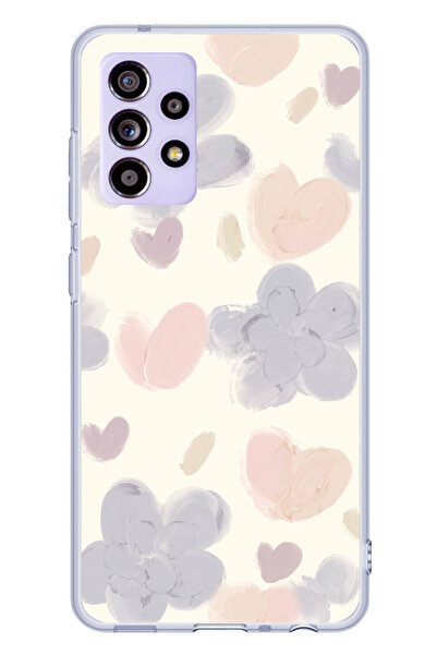 TechTree Samsung Galaxy A52-A52S Compatible Pastel Paint Garden Flower and Heart Printed Silicone Case