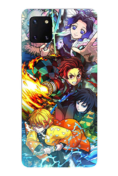 TechTree حافظة سيليكون متوافقة مع هاتف سامسونج جالاكسي نوت 10 لايت: حافظة من السيليكون من نوع Demon Slayer Legend: Demon Hunters B مطبوع