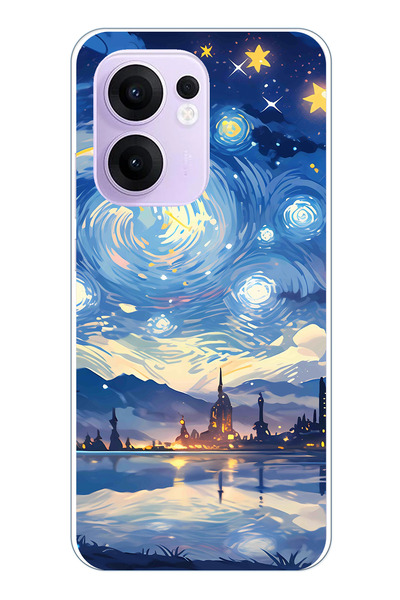 TechTree حافظة سيليكون متوافقة مع هاتف OPPO Reno 13F بتصميم السماء المرصعة با...