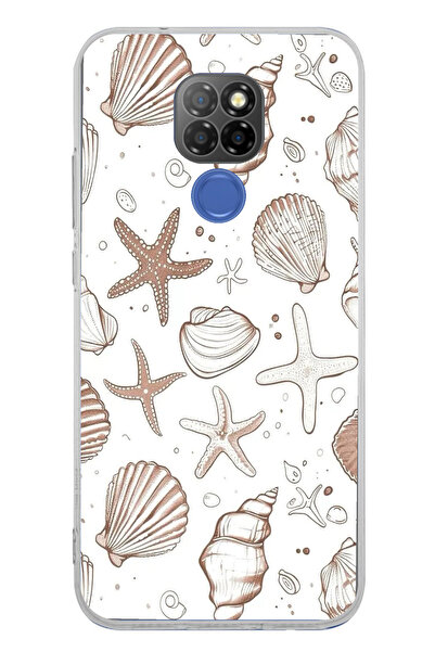 TechTree حافظة سيليكون متوافقة مع جهاز General Mobile GM 20 باللون البني من نوع Starfish and Conch مطبوع