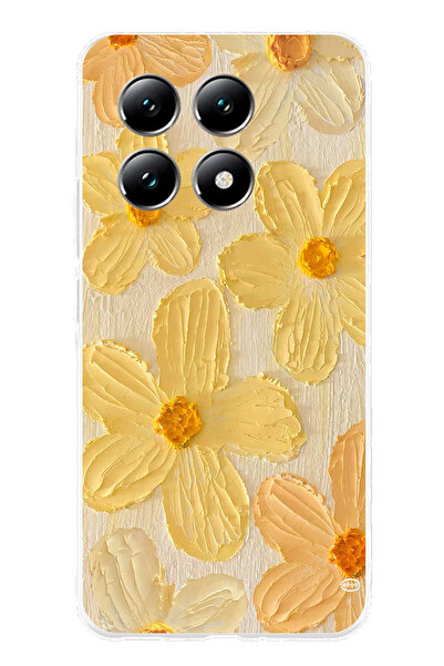 TechTree حافظة سيليكون متوافقة مع هاتف Xiaomi Mi 14T PRO بلون أصفر ديزي مطبوع