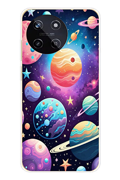 TechTree حافظة سيليكون مطبوع متوافقة مع هاتف Realme 11 4G بنمط الفضاء والكواكب والنجوم