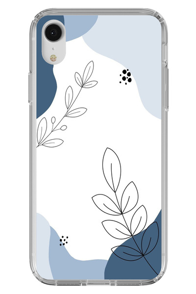 TechTree Blue Tranquility Shapes and Botanical Lines Printed Silicone Case Co...