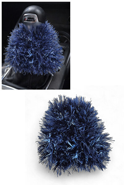 TUSBA MARKET Navy Blue White Long Furry Plush Car Gear Shift Boot Tassel |   ...