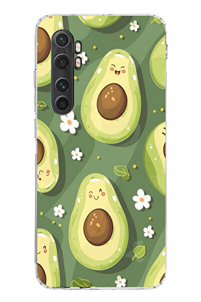 TechTree حافظة سيليكون متوافقة مع هاتف Mi Note 10 Lite باللون الأخضر اللطيف والأفوكادو مطبوع