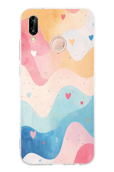 TechTree حافظة سيليكون متوافقة مع هاتف هواوي P20 لايت ذات ألوان باستيل ومموجة...