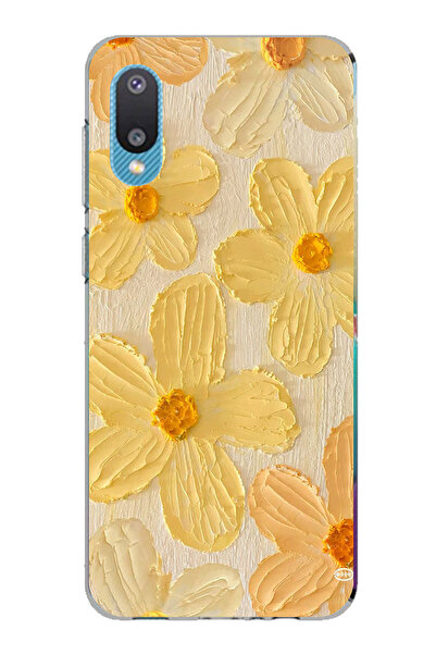 TechTree حافظة سيليكون متوافقة مع هاتف سامسونج جالاكسي A02 بلون أصفر ديزي مطبوع