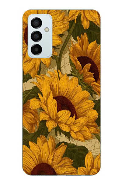 TechTree حافظة سيليكون متوافقة مع هاتف سامسونج جالاكسي M14 باللون الأصفر الذهبي مطبوع