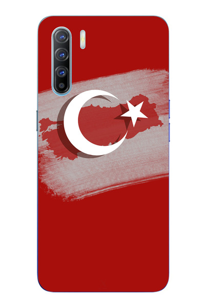 TechTree حافظة سيليكون متوافقة مع هاتف اوبو رينو 3-A91 مع خريطة تركيا وعلم تر...