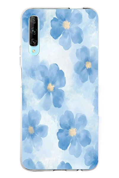 TechTree حافظة سيليكون متوافقة مع هاتف هواوي بي سمارت برو مطبوع باللون الأزرق