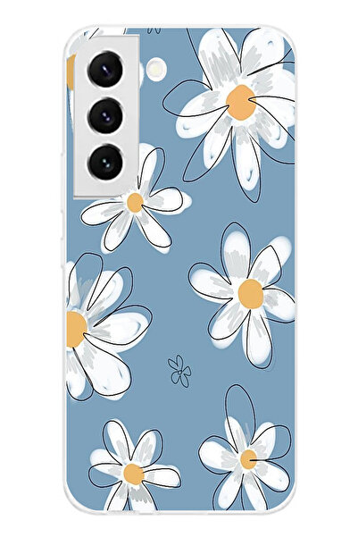 TechTree Samsung Galaxy S22 Compatible Blue Daisy Garden Printed Silicone Case