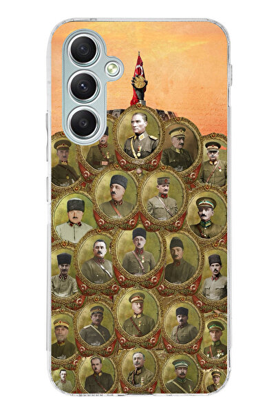 TechTree حافظة سيليكون متوافقة مع هاتف سامسونج جالاكسي A34 من أتاتورك وقادة الحرب للتحرير مطبوع