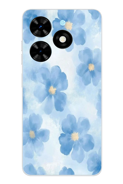 TechTree حافظة سيليكون متوافقة مع هاتف Tecno Spark Go 2024 باللون الأزرق مطبوع