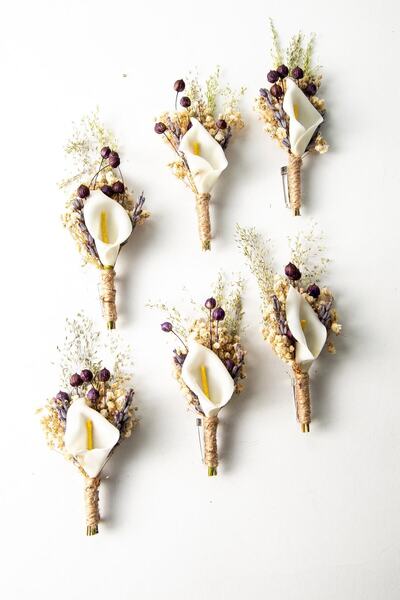 Massaltay Butonieră florală galbenă – 10 bucăți de flori uscate pentru mire ș...