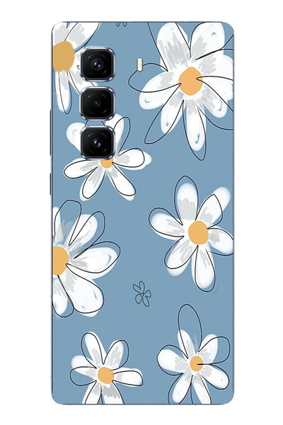 TechTree حافظة سيليكون متوافقة مع هاتف Infinix Hot 50 PRO PLUS+ باللون الأزرق ديزي جاردن مطبوع