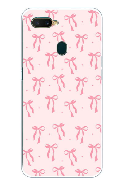 TechTree حافظة سيليكون مطبوع متوافقة مع هاتف اوبو A5S-AX7-A12 بنمط فيونكة ورد...