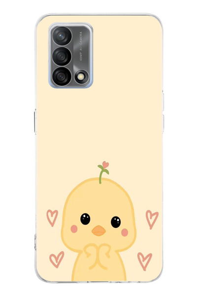 TechTree Printed Silicone Case Compatible with Oppo A74 with Cute Chick and Heart Pattern