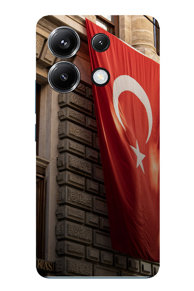 TechTree حافظة سيليكون متوافقة مع هاتف Poco X6 PRO على شكل العلم التركي مطبوع