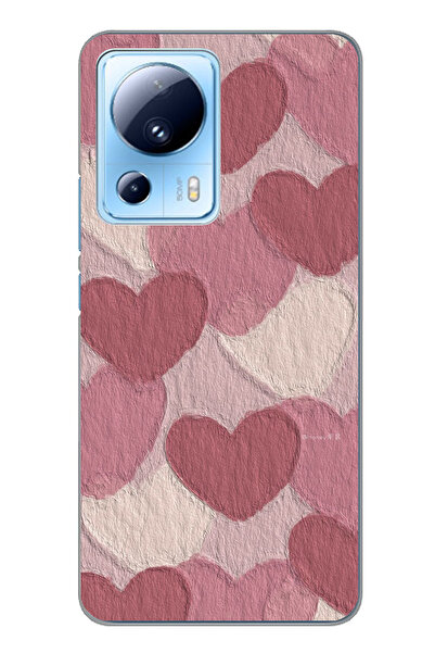 TechTree حافظة سيليكون مطبوع متوافقة مع هاتف Xiaomi Mi 13 Lite بلون وردي باست...