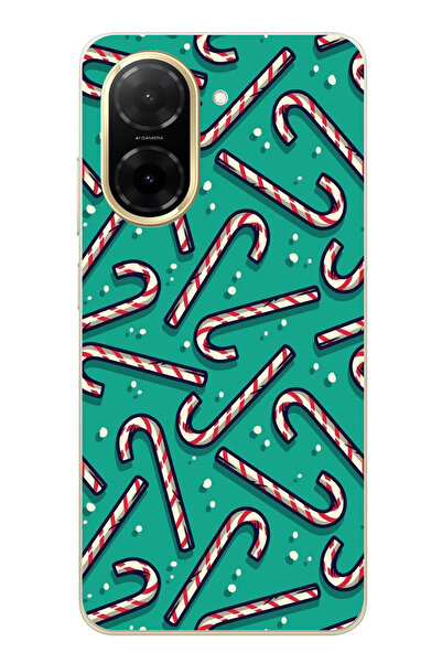 TechTree Printed Silicone Case with Christmas Spirit Walking Stick Candy and Snowflakes Compatible with Redmi A5