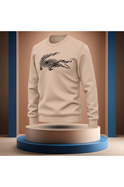 Bulvar Lee Crew Neck Crocodile Printed Stretch Fabric Men's Sweatshirt