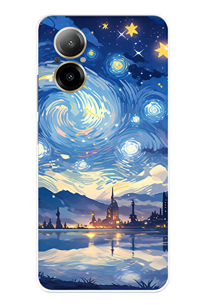 TechTree حافظة سيليكون متوافقة مع هاتف Realme 12 Lite بتصميم السماء المرصعة ب...