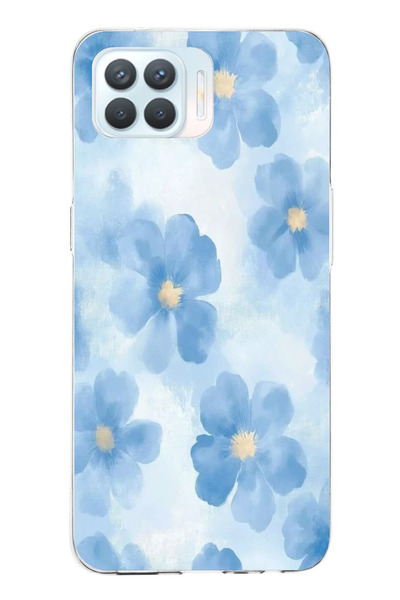 TechTree حافظة سيليكون متوافقة مع هاتف OPPO Reno 4 Lite باللون الأزرق مطبوع