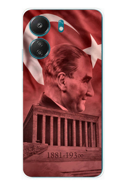 TechTree حافظة سيليكون متوافقة مع Redmi 13C تحمل صورة أتاتورك وانيماتيكابير مطبوع