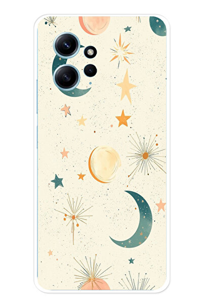 TechTree حافظة سيليكون متوافقة مع هاتف Redmi Note 12 4G ذات خلفية كريمية وقمر...