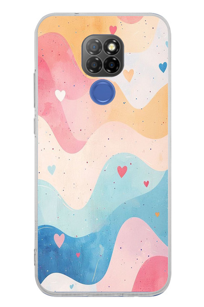 TechTree حافظة سيليكون متوافقة مع جهاز General Mobile GM 20 بألوان الباستيل ومموجة وقلب مطبوع