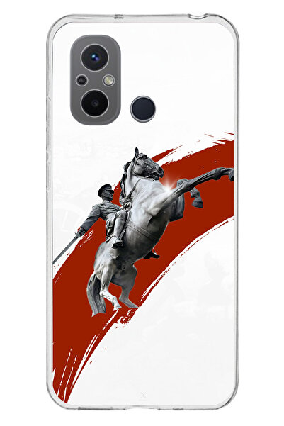 TechTree حافظة سيليكون متوافقة مع هاتف Redmi 12C بتصميم حصان أتاتورك مطبوع