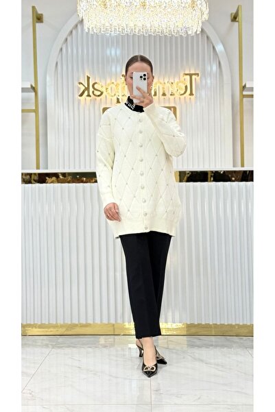 Nefise Angora Baklavalı Beyoğlu Taşlı Hırka