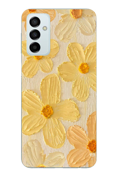 TechTree حافظة سيليكون متوافقة مع هاتف سامسونج جالاكسي M14 بلون أصفر ديزي مطبوع