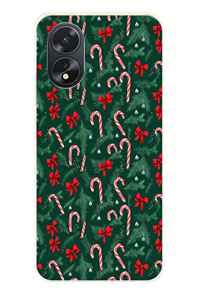 TechTree حافظة سيليكون متوافقة مع هاتف اوبو A38 لشجرة عيد الميلاد وعصا الحلوى...