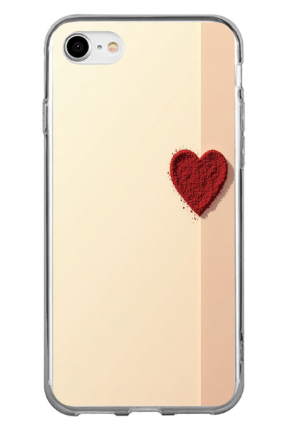 TechTree iPhone 7-8-Se 2020 Compatible Cream Background Red Heart Printed Sil...