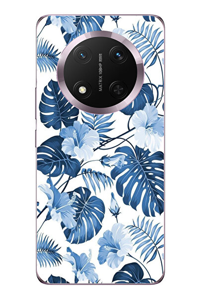 TechTree حافظة سيليكون مطبوع متوافقة مع هاتف Honor Magic 7 Lite بنمط أوراق ال...