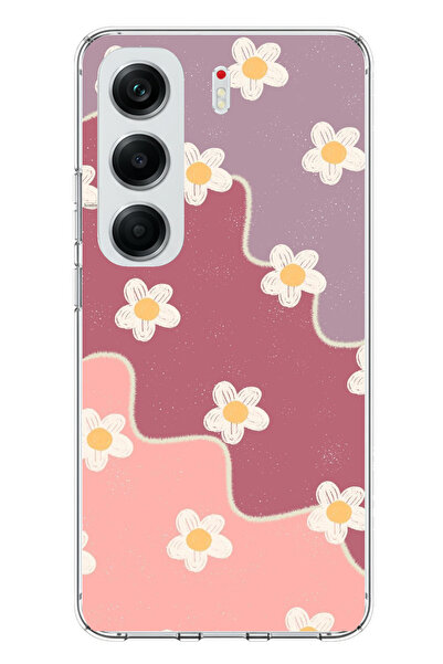 TechTree حافظة سيليكون متوافقة مع هاتف Tecno Camon 40 PRO بلون الورد المجفف والليلكي المموج مطبوع