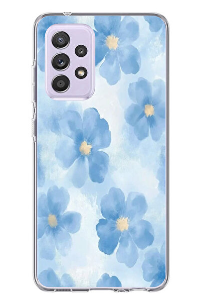 TechTree حافظة سيليكون متوافقة مع هاتف سامسونج جالاكسي A72 باللون الأزرق مطبوع